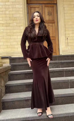 Flowering Girl Women brown Long Sleeve Long Skirt Set