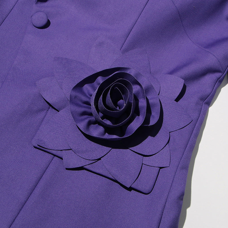 Flowering Girl Women Aharon Flower Lapel Cross Blazer
