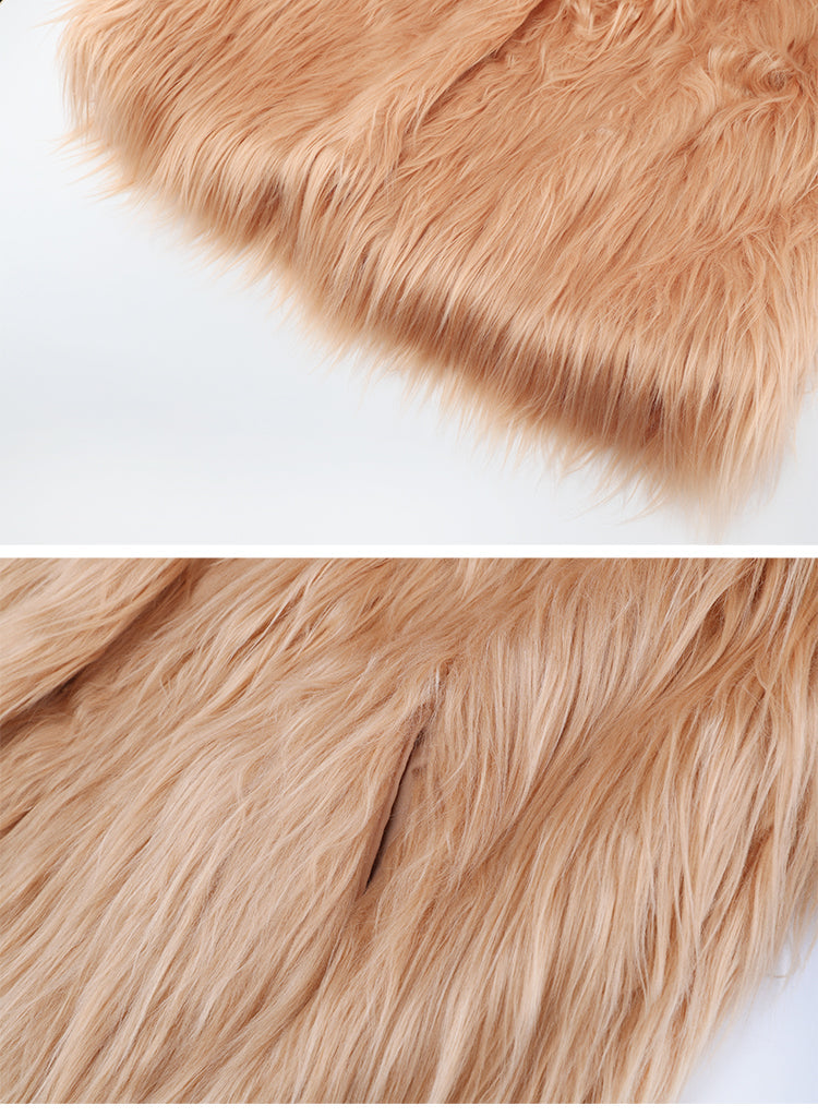 Flowering Girl Women nude pink fur coat