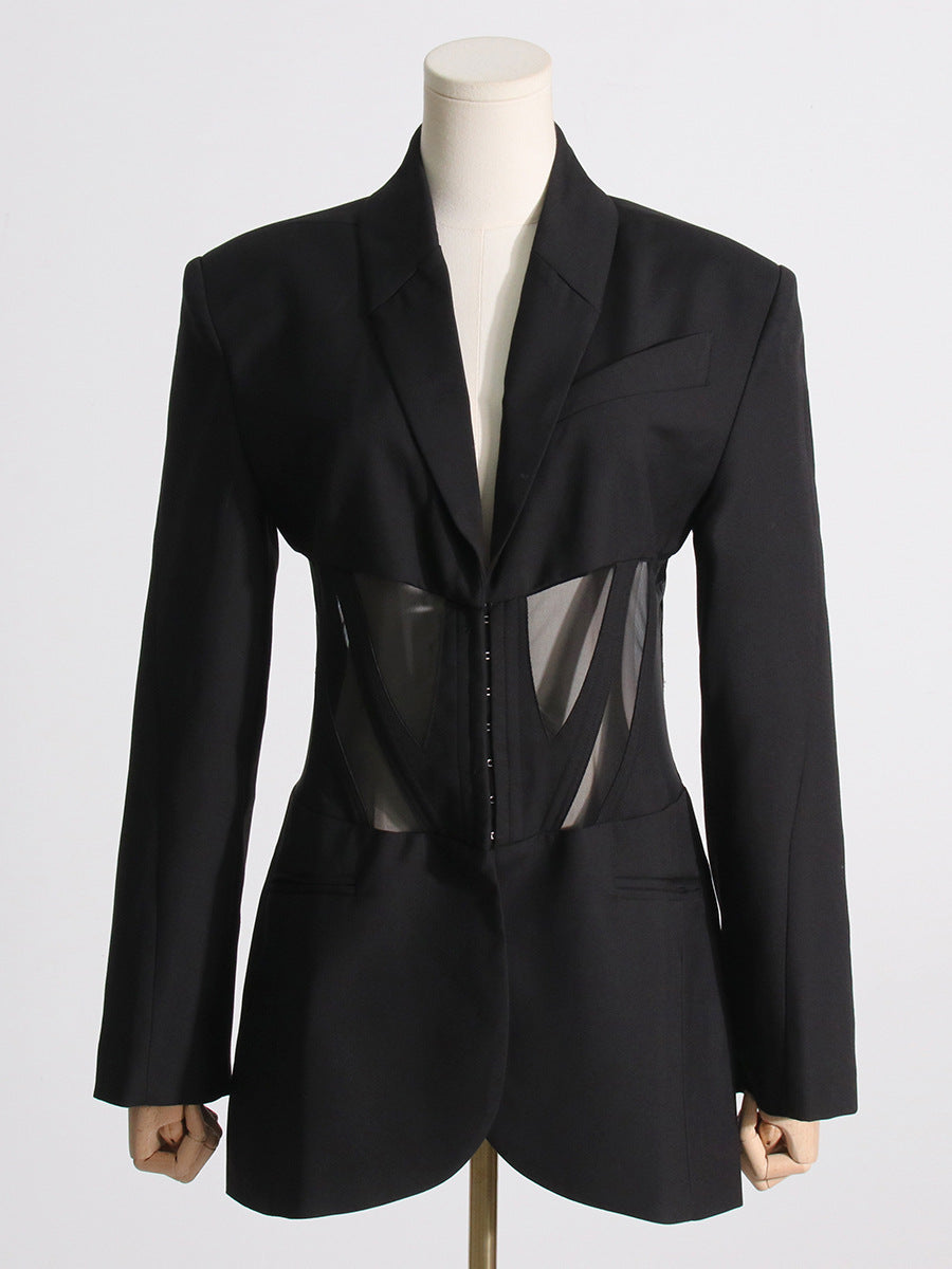 Flowering Girl Women v-neck Corset Jacket in black