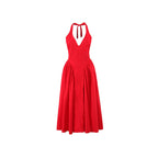 Flowering Girl Women Halter Deep V Flared Maxi Dress
