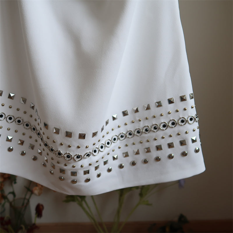 Flowering Girl Women Studded embellished Mini Dress in white