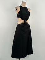Flowering Girl Women anila pearl chain embellished midi dress in black