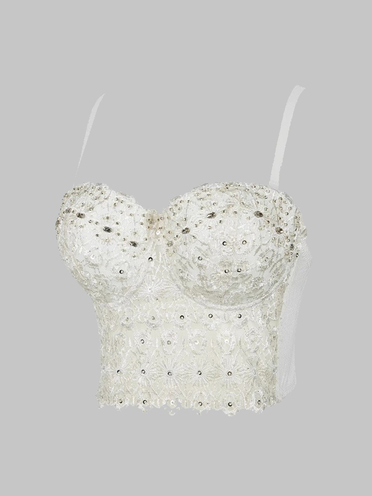 Calista Skin Tone High-End Embroidered Rhinestone-Encrusted Boning Corset