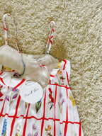 floral plaid cotton silk spaghetti strap dress