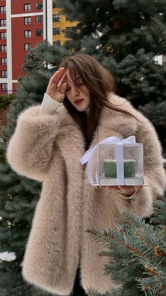 Flowering Girl Women imitation fox fur coat in winter