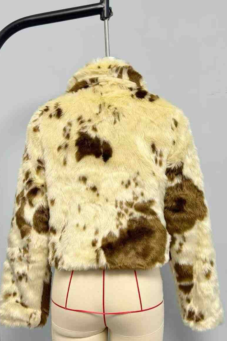Flowering Girl Women leopard print fur coat