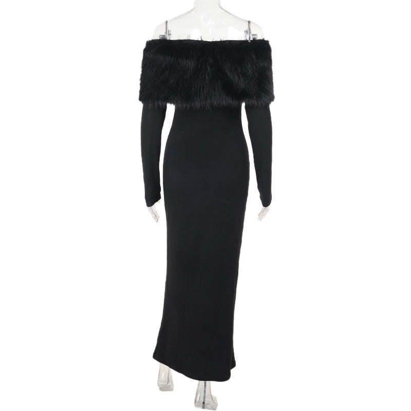 susie furry embellished bodycon midi dress in black