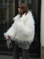 Flowering Girl Women michaelia fur lapel jacket in white