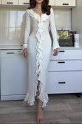 Flowering Girl Women queena white long-sleeved maxi dress