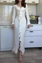 Flowering Girl Women queena white long-sleeved maxi dress