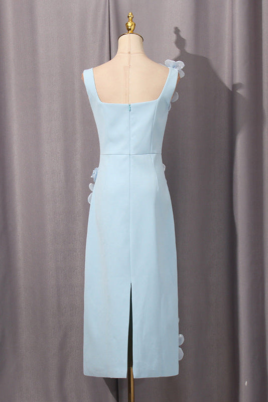 sabrina 3d flower Midi Dress in Blue