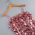 Virginia Strappy Sequin Embellished Mini Dress In Pink