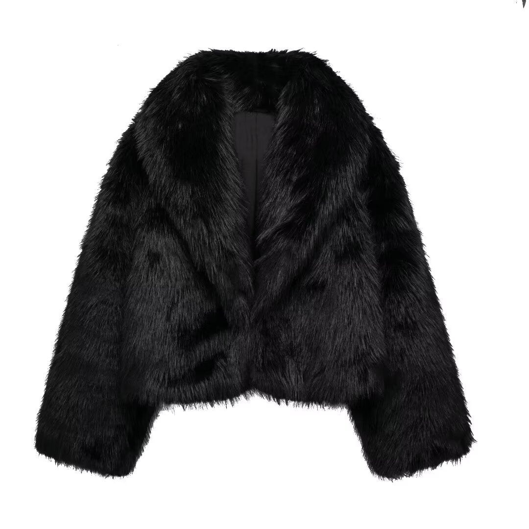 Flowering Girl Women mag lambswool thick fur coat