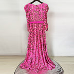 Flowering Girl Women pink embroidered sequin long dress
