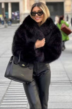 Flowering Girl Women fox fur imitation fur cropped jacket