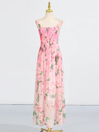 Flowering Girl Women xaviera pleated silk chiffon gown in pink