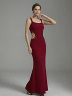 Cornelia Beaded Cutout Crepe Maxi Dress - Burgundy