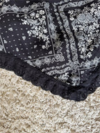 paisley print pleated irregular strapless top