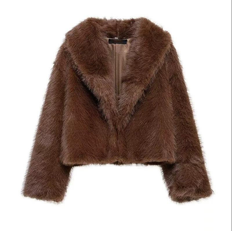 Flowering Girl Women fox fur imitation fur cropped jacket