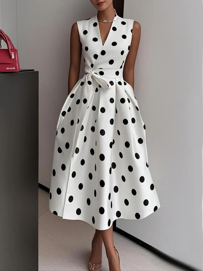 Flowering Girl Women white polka dot strapless maxi dress