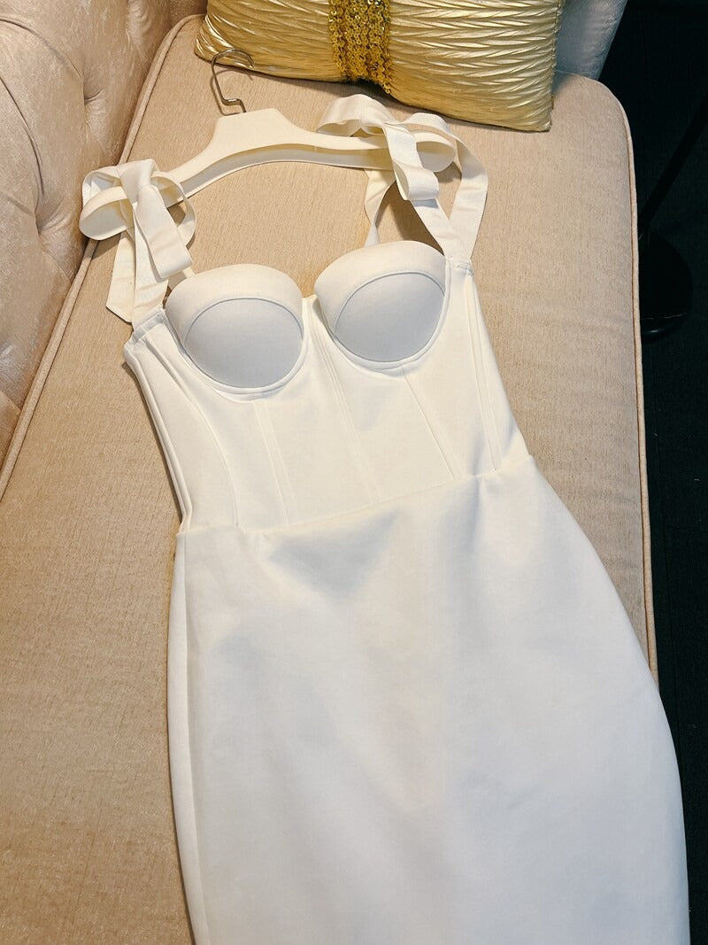Arabela Sexy Strappy Bandage Dress - White