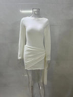 Flowering Girl Women white long sleeve knitted mini dress
