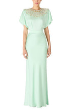 Flowering Girl Women backless satin bead diamond maxi dress
