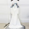Flowering Girl Women white off-shoulder collars nails beads diamond maxi dress