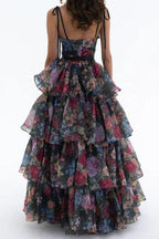 carlin floral print cutout layer maxi dress
