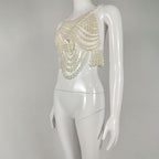 Flowering Girl Women Pearl Embellished Bustier Top