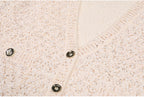 Flowering Girl Women sequin knit v-neck cardigan in beige