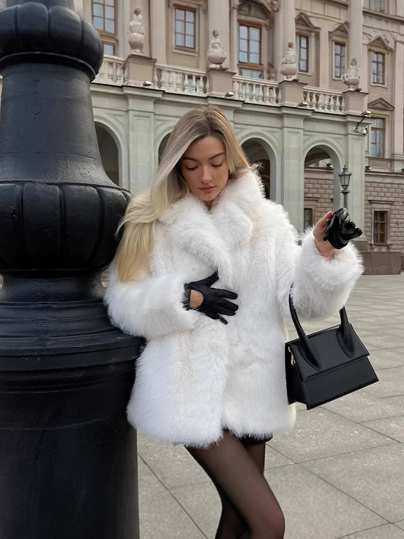 Flowering Girl Women imitation fox fur coat in winter