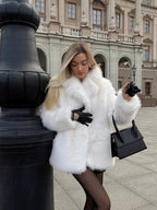 Flowering Girl Women imitation fox fur coat in winter