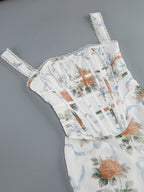 Flowering Girl Women Phoenix White Floral Print Fitted Corset Maxi Dress