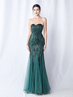 sparkle strapless tulle maxi dress