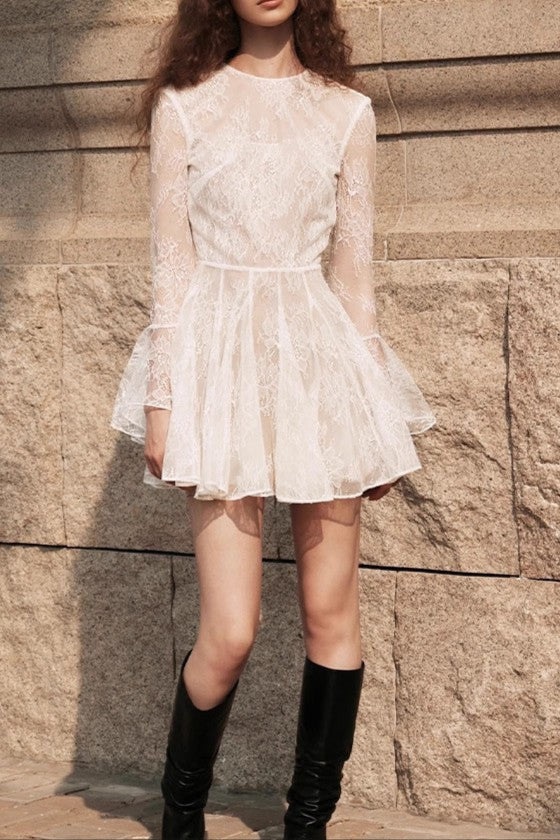 Flowering Girl Women Bblythe Tulle Lace Backless Mini Dress In White