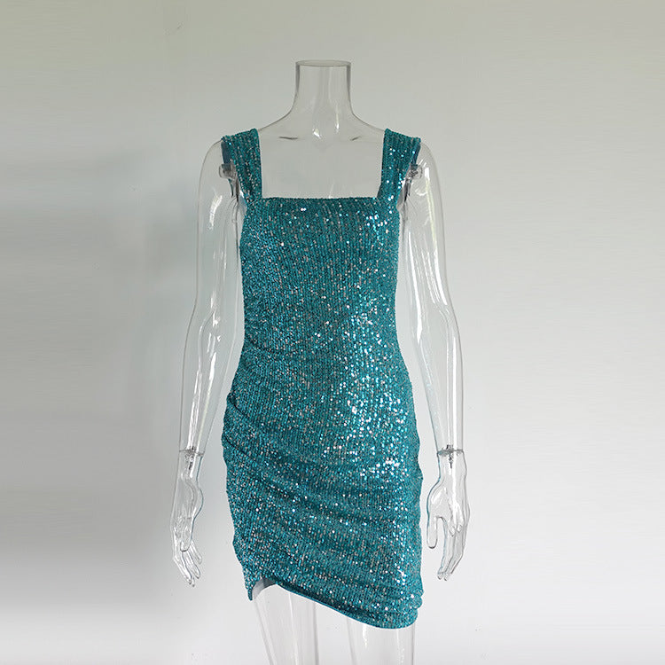 Flowering Girl Women Philipppa Sequin Pleated Mini Dress In Blue