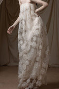 Floral Appliqué Strapless Maxi Dress