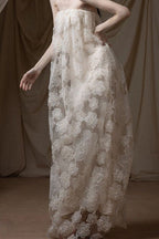 Floral Appliqué Strapless Maxi Dress