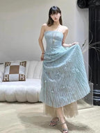 Flowering Girl Women Floral Lace Strap Midi Dress