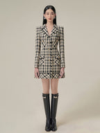 ophelia Houndstooth Tweed Mini Dress
