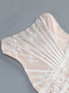 Rita Ivory Sheer Lace Corset Maxi Dress With Draped Neckline