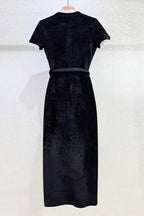 Flowering Girl Women Kama Black Chenille Knit Midi Dress