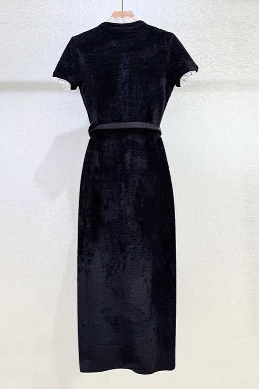 Flowering Girl Women Kama Black Chenille Knit Midi Dress