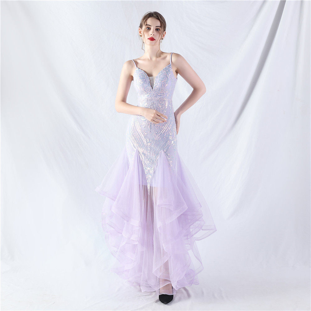 Sequin Slip Tulle Maxi Dress