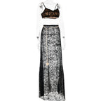 Flowering Girl Women LACE SKIRT SET WITH WAIST CHAIN IN BLACK