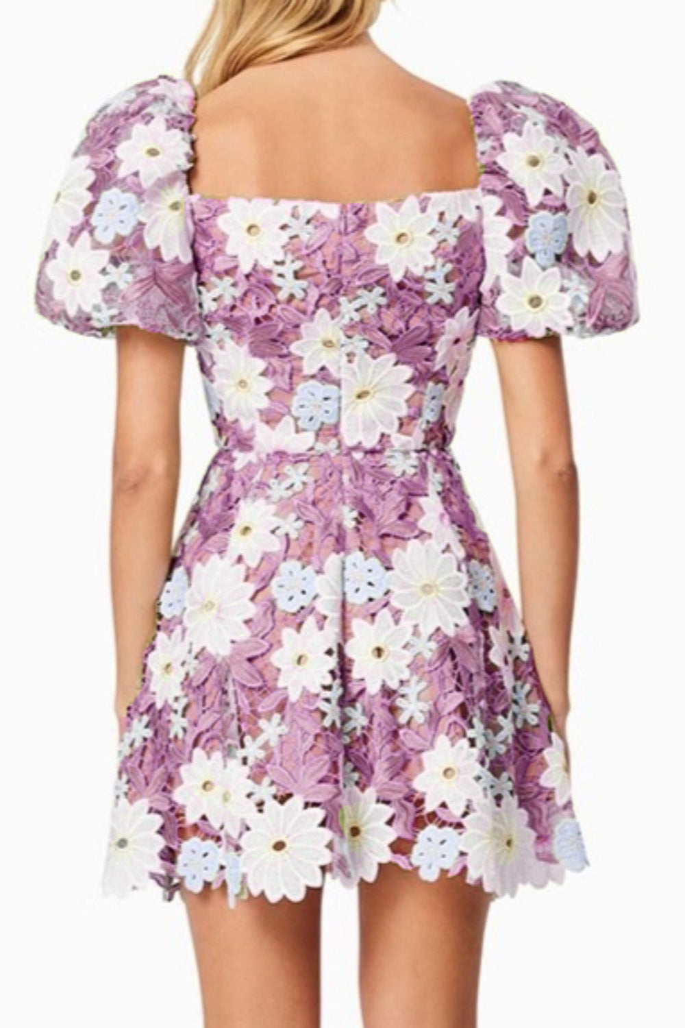 Flowering Girl Women Winifred Hollow Hook Lace Mini Dress In Purple