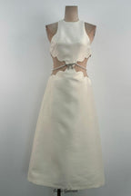 Flowering Girl Women anila pearl chain embellished midi dress in apricot
