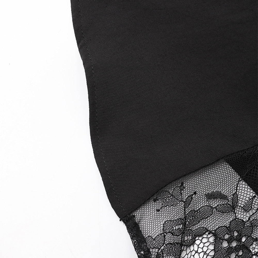 Flowering Girl Women Melany See Through Lace Up Shirt in Black
